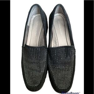 𝅺Donald Pliner black suede embellished slip on loafer